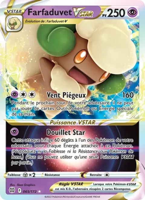 Carte Pokémon Farfaduvet VSTAR 065/172, extension Stars Étincelantes