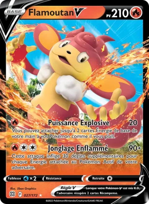 Carte Pokémon Flamoutan V 027/172, extension Stars Étincelantes
