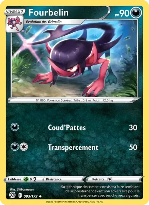 Carte Pokémon Fourbelin 093/172, extension Stars Étincelantes