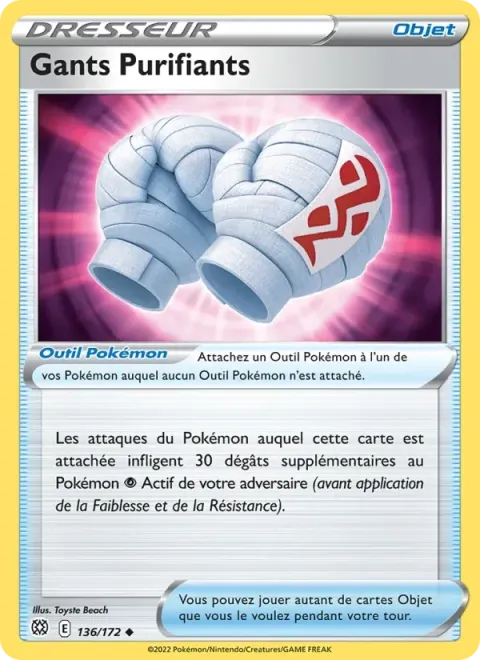 Carte Pokémon Gants Purifiants 136/172, extension Stars Étincelantes