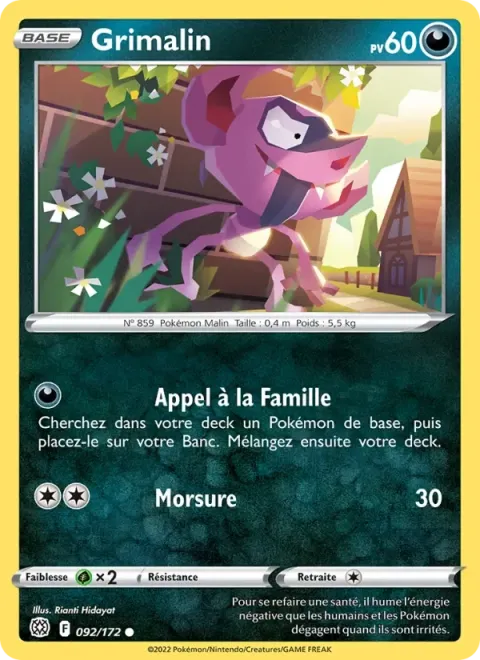 Carte Pokémon Grimalin 092/172, extension Stars Étincelantes
