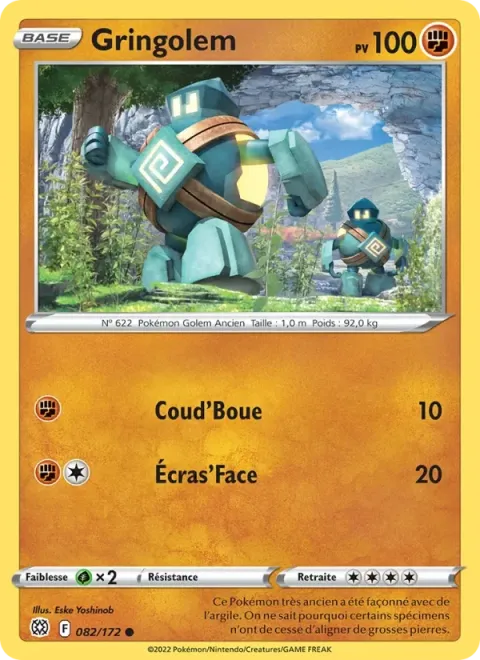 Carte Pokémon Gringolem 082/172, extension Stars Étincelantes