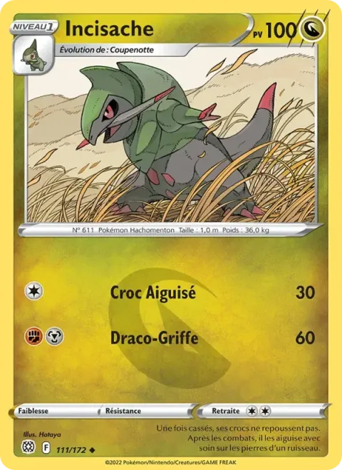 Carte Pokémon Incisache 111/172, extension Stars Étincelantes