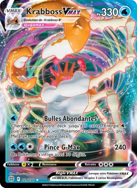 Carte Pokémon Krabboss VMAX 029/172, extension Stars Étincelantes