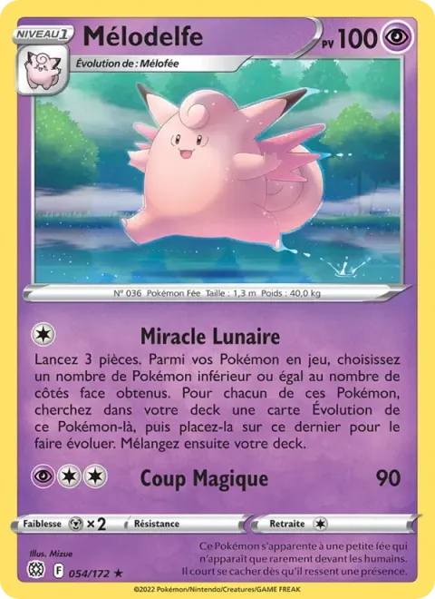Carte Pokémon Mélodelfe 054/172, extension Stars Étincelantes