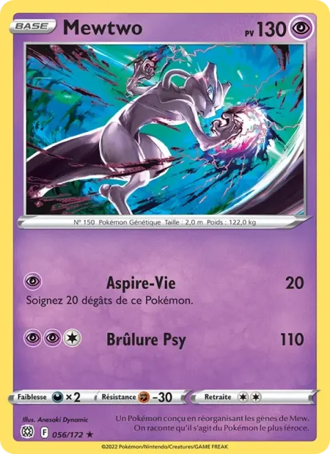 Carte Pokémon Mewtwo 056/172, extension Stars Étincelantes