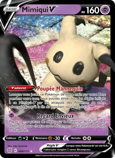 Carte Pokémon Mimiqui V 068/172, extension Stars Étincelantes