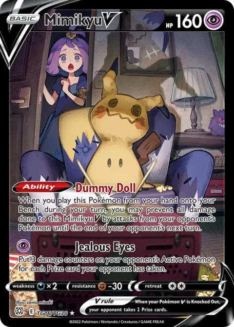 Carte Pokémon Mimiqui V TG16/TG30, extension Stars Étincelantes