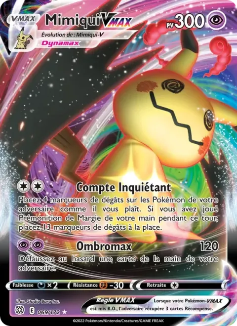 Carte Pokémon Mimiqui VMAX 069/172, extension Stars Étincelantes
