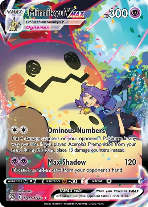 Carte Pokémon Mimiqui VMAX TG17/TG30, extension Stars Étincelantes