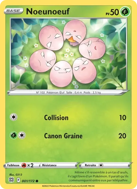 Carte Pokémon Noeunoeuf 001/172, extension Stars Étincelantes