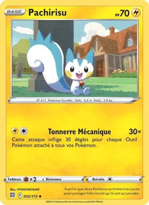 Carte Pokémon Pachirisu 052/172, extension Stars Étincelantes