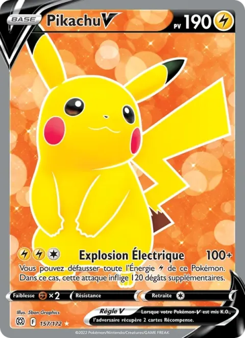 Carte Pokémon Pikachu V 157/172, extension Stars Étincelantes