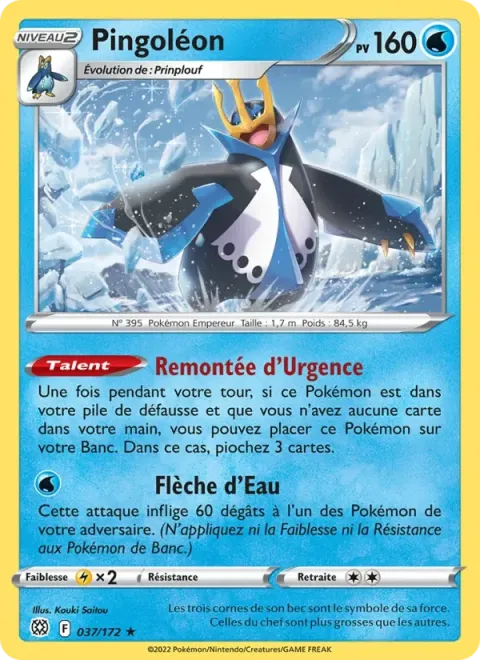 Carte Pokémon Pingoléon 037/172, extension Stars Étincelantes