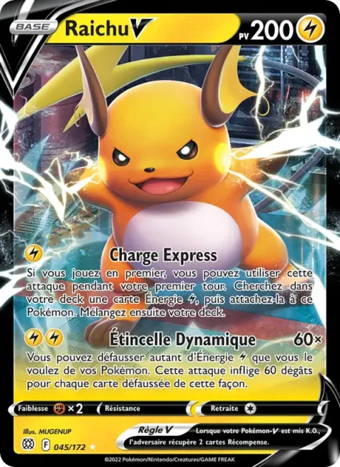 Carte Pokémon Raichu V 045/172, extension Stars Étincelantes