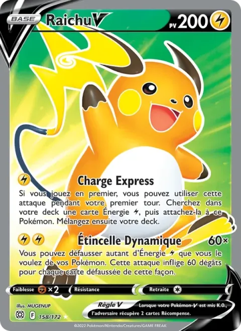 Carte Pokémon Raichu V 158/172, extension Stars Étincelantes