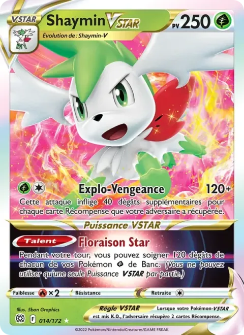 Carte Pokémon Shaymin VSTAR 014/172, extension Stars Étincelantes