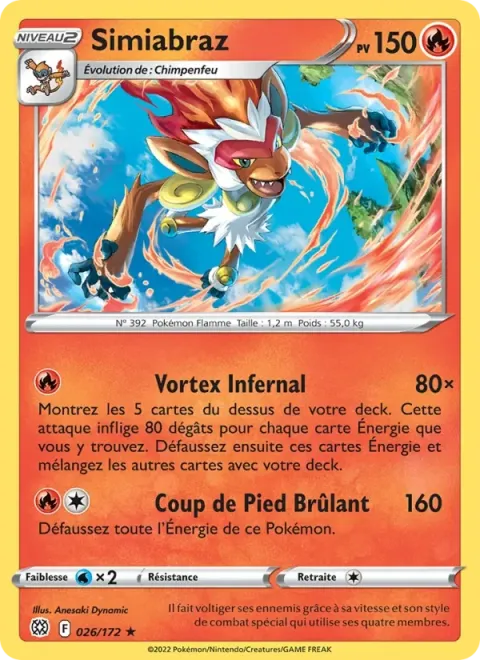 Carte Pokémon Simiabraz 026/172, extension Stars Étincelantes