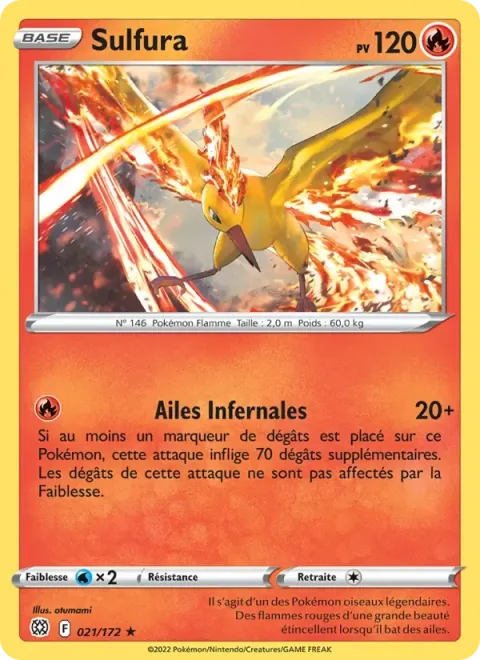 Carte Pokémon Sulfura 021/172, extension Stars Étincelantes