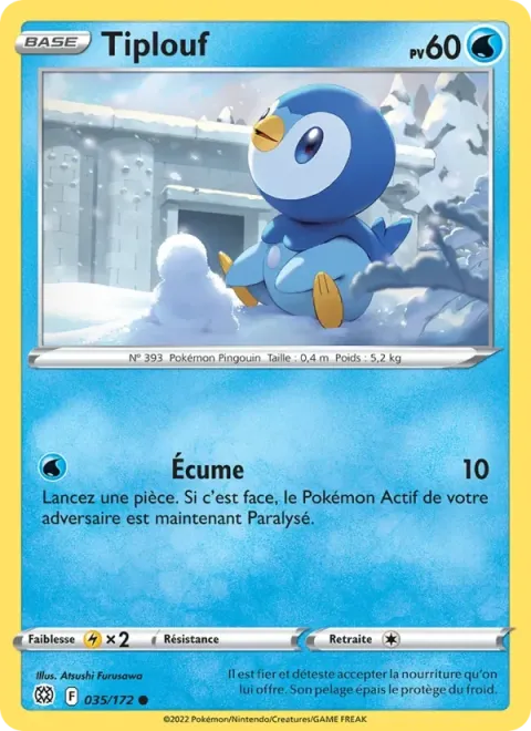 Carte Pokémon Tiplouf 035/172, extension Stars Étincelantes