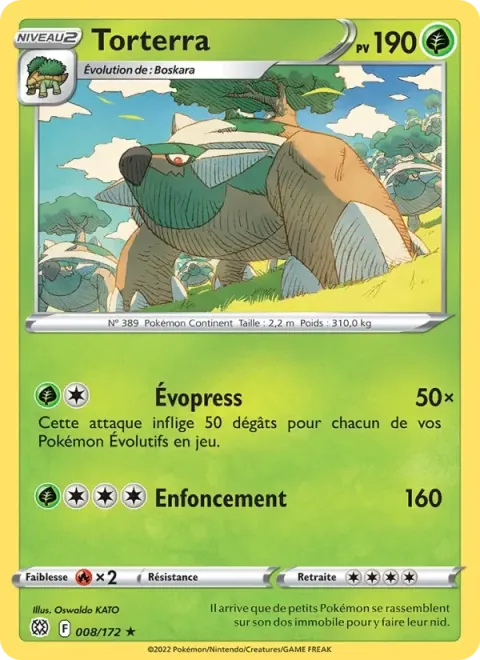 Carte Pokémon Torterra 008/172, extension Stars Étincelantes