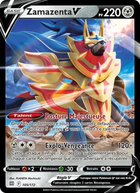 Carte Pokémon Zamazenta V 105/172, extension Stars Étincelantes