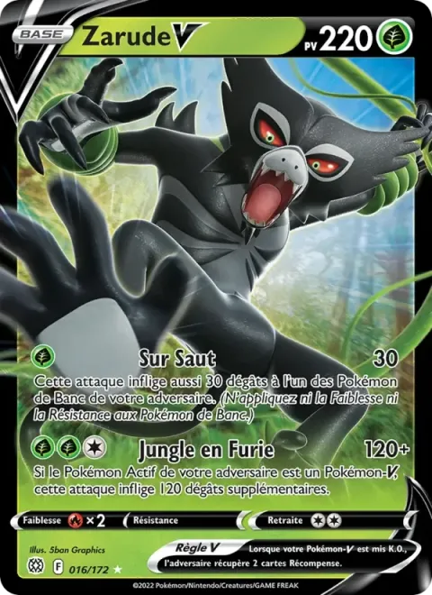 Carte Pokémon Zarude V 016/172, extension Stars Étincelantes