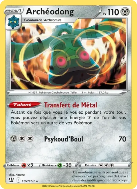 Carte Pokémon Archéodong 102/163, extension Styles de combat