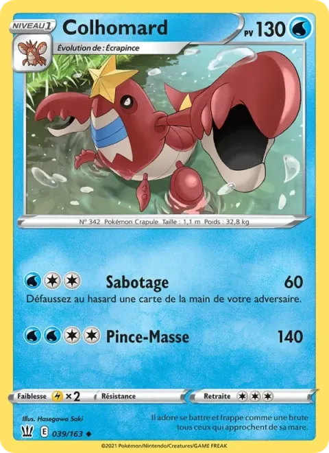 Carte Pokémon Colhomard 039/163, extension Styles de combat