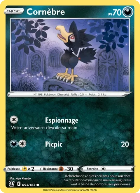 Carte Pokémon Cornèbre 093/163, extension Styles de combat