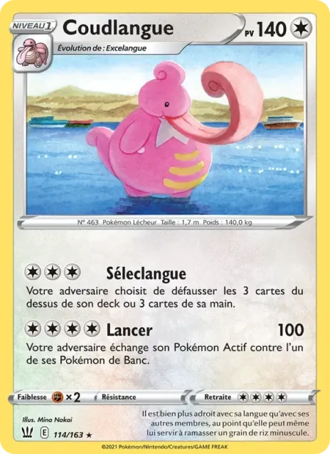 Carte Pokémon Coudlangue 114/163, extension Styles de combat