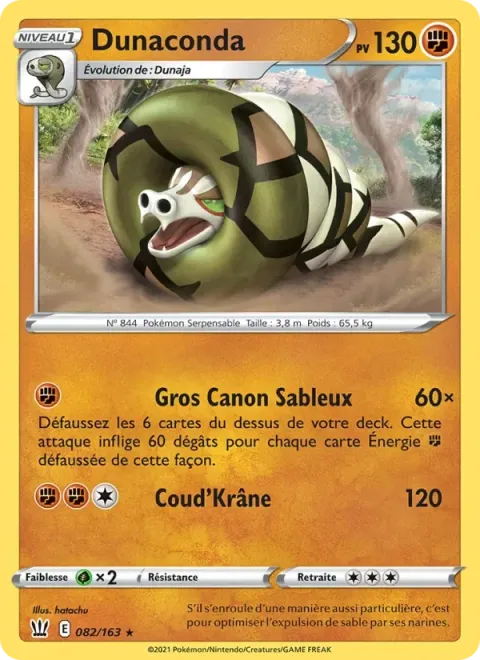 Carte Pokémon Dunaconda 082/163, extension Styles de combat