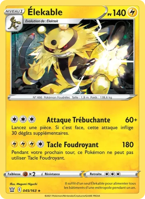 Carte Pokémon Élekable 045/163, extension Styles de combat