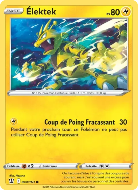 Carte Pokémon Élektek 044/163, extension Styles de combat