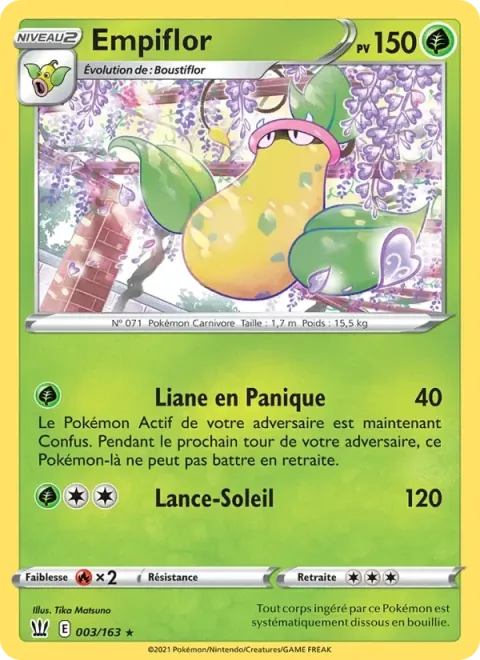 Carte Pokémon Empiflor 003/163, extension Styles de combat