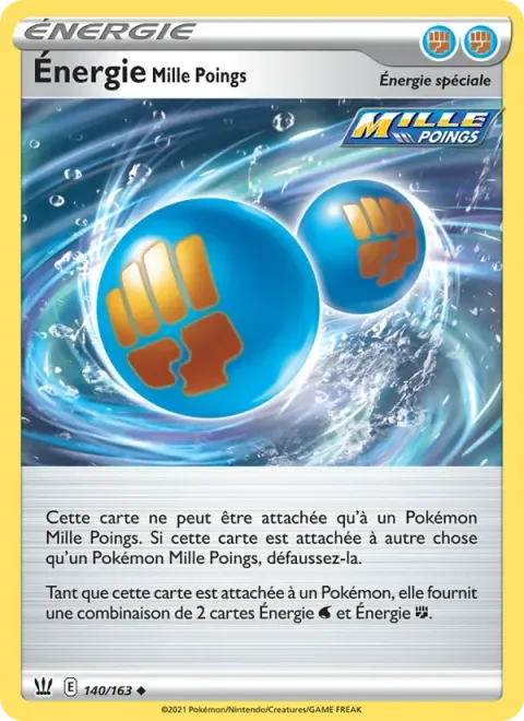 Carte Pokémon Énergie Mille Poings 140/163, extension Styles de combat