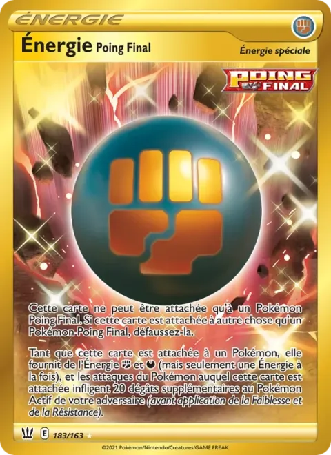 Carte Pokémon Énergie Poing Final 183/163, extension Styles de combat