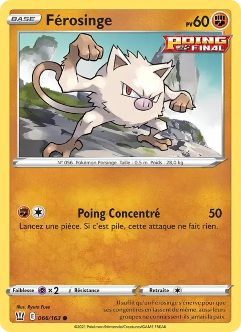 Carte Pokémon Férosinge 066/163, extension Styles de combat