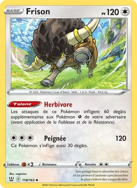 Carte Pokémon Frison 118/163, extension Styles de combat