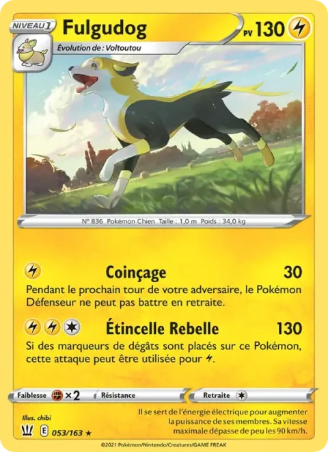 Carte Pokémon Fulgudog 053/163, extension Styles de combat