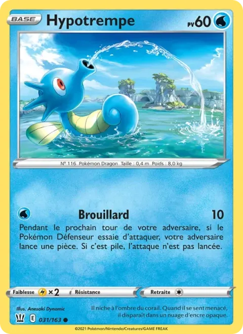 Carte Pokémon Hypotrempe 031/163, extension Styles de combat