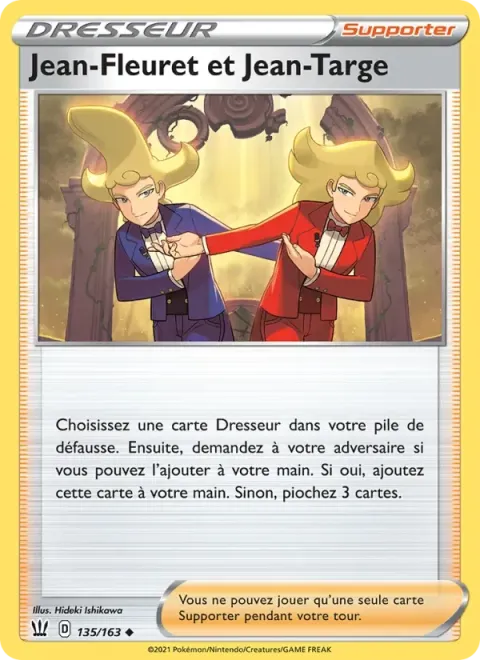 Carte Pokémon Jean-Fleuret et Jean-Targe 135/163, extension Styles de combat