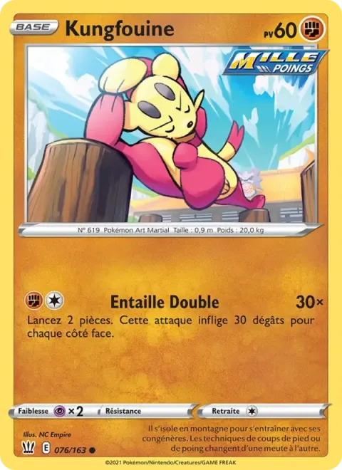 Carte Pokémon Kungfouine 076/163, extension Styles de combat