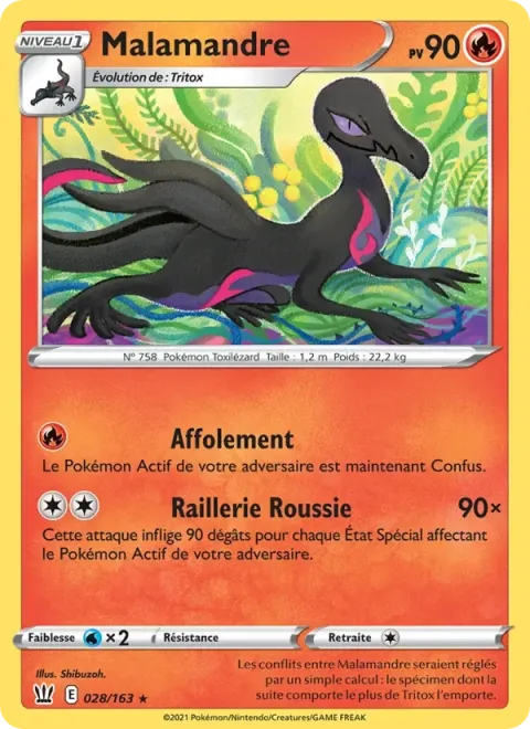 Carte Pokémon Malamandre 028/163, extension Styles de combat