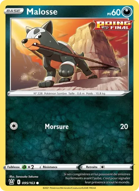 Carte Pokémon Malosse 095/163, extension Styles de combat