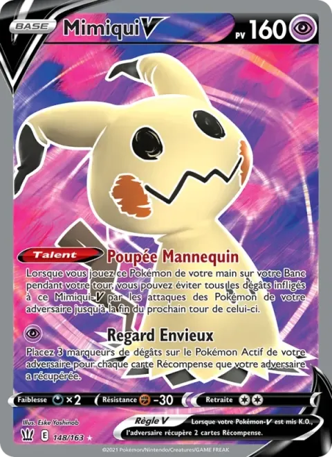 Carte Pokémon Mimiqui V 148/163, extension Styles de combat