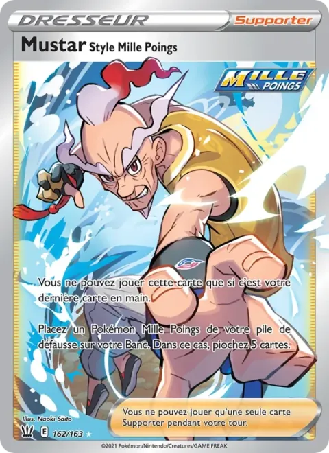 Carte Pokémon Mustar Style Mille Poings 162/163, extension Styles de combat