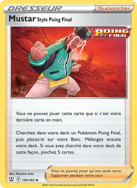 Carte Pokémon Mustar Style Poing Final 134/163, extension Styles de combat