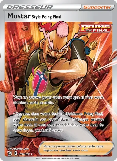 Carte Pokémon Mustar Style Poing Final 163/163, extension Styles de combat