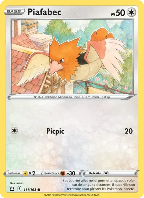 Carte Pokémon Piafabec 111/163, extension Styles de combat